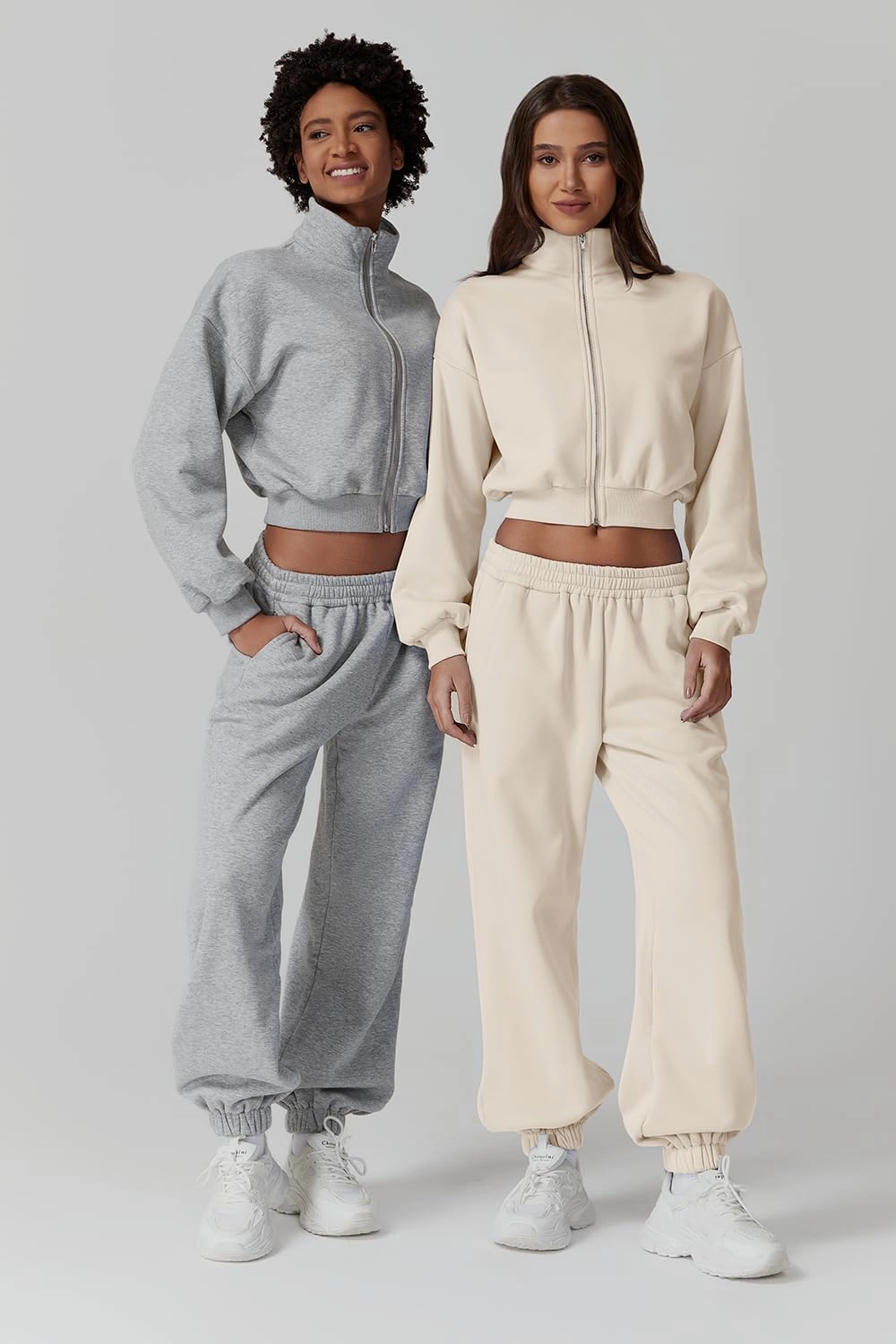 QINSEN Womens 2 Piece Oufits Full Zip Jacket Long Sleeve Sweatsuits Fleece Lounge Tracksuit with Joggers