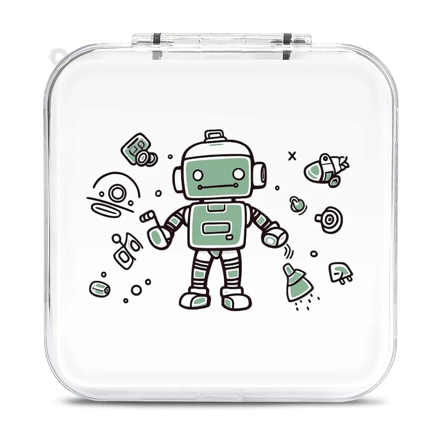 QMNBTES Line Robot Switch Game Case Switch Game Holder Cartridge Case Storage 12 Games & 2 Micro Sd Card Slots, Travel Carry Cases, Portable Games Card Storage, Hard Shell, Buckle Closure
