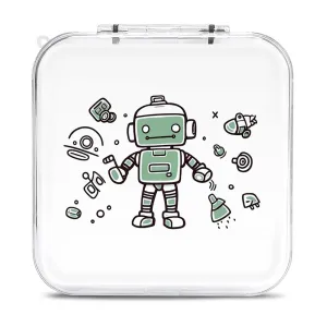 QMNBTES Line Robot Switch Game Case Switch Game Holder Cartridge Case Storage 12 Games & 2 Micro Sd Card Slots, Travel Carry Cases, Portable Games Card Storage, Hard Shell, Buckle Closure