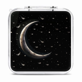 QMNBTES Crescent Moon Switch Game Case Switch Game Holder Cartridge Case Storage 12 Games & 2 Micro Sd Card Slots, Travel Carry Cases, Portable Games Card Storage, Hard Shell, Buckle Closure
