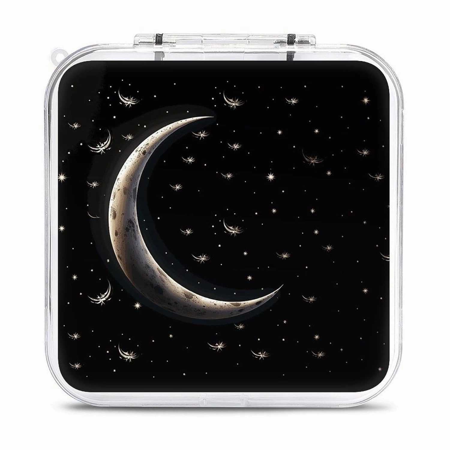 QMNBTES Crescent Moon Switch Game Case Switch Game Holder Cartridge Case Storage 12 Games & 2 Micro Sd Card Slots, Travel Carry Cases, Portable Games Card Storage, Hard Shell, Buckle Closure