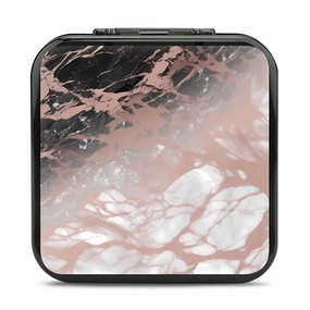 QMNBTES Marble Color Rose Gold Switch Game Case Switch Game Holder Cartridge Case Storage 24 Games & 2 Micro Sd Card Slots, Travel Carry Cases, Portable Games Card Storage, Hard Shell, Buckle Closure