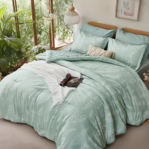 Queen Comforter Set 7 Pieces, Sage Green Comforter, Cute Floral Bed in a Bag Queen Boho, Soft Fluffy Bedding Sets with Comforter, Sheets, Pillowcases & Shams, All Seasons
