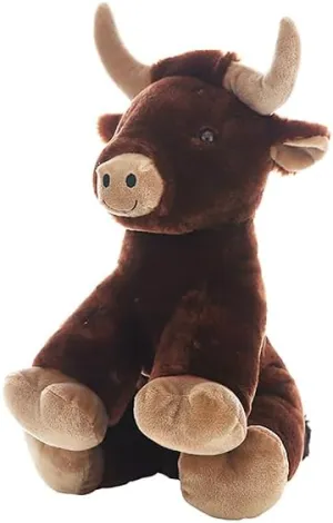 "Burt The Bull Plush Toy 8 Inch, Soft Cuddly Stuffed Animal Bull for Kids Pretend Play Cute Farm Animal Plushie Buddy Collectible Toy Gift for Birthday Room Decor Toddler Nursery