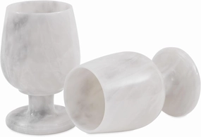 Radicaln Marble Wine Glasses Set of 2 White 5" Inches Handmade Stone Drinking Glasses, Stemless Red & White Wine Glasses, Gift Set for Home Bar, Kitchen & Parties
