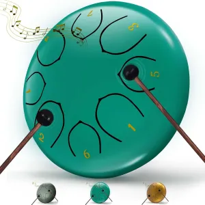 Rain Drum for Outside Garden, 6 Inches 8 Notes Steel Tongue Chakra Drums, Waterproof Meditation Rain Chime, Musical Instruments for Adult Gift with Bag, Music Book, Drum Mallets (Blue)