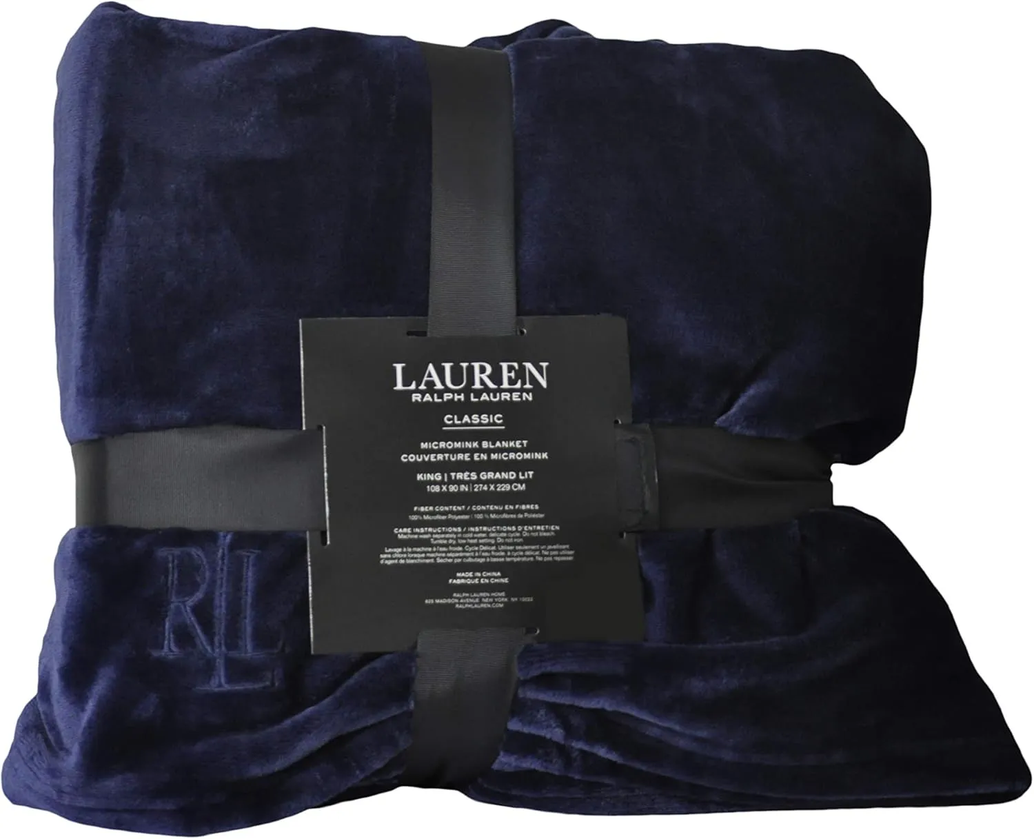 Ralph Lauren Micro Mink Blanket - Navy- King Micromink classic