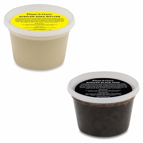 Raw African Shea Butter Ivory and Black Soap 1 lb / 16 oz Each Combo Set Unrefined Grade A 100% Pure Natural From Ghana For Skin Body and Hair Growth. Aids Eczema, Psoriasis And Stretch Marks.
