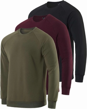 Real Essentials 3 Pack: Men's Soft Plush Fleece Crewneck Sweatshirt - Athletic Pullover Sweater (Available In Big & Tall)