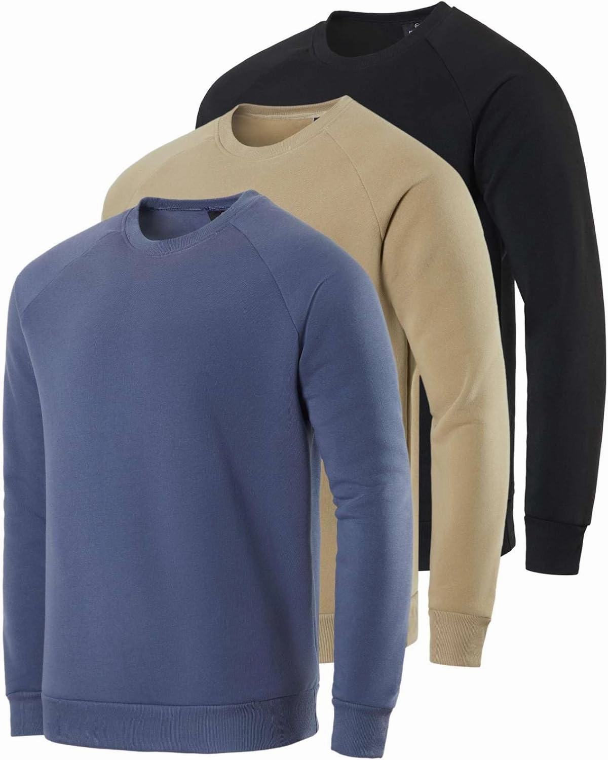 Real Essentials 3 Pack: Men's Soft Plush Fleece Crewneck Sweatshirt - Athletic Pullover Sweater (Available In Big & Tall)