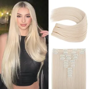 REECHO Hair Extensions, 11PCS Clip in Hair Extensions 24" Long Straight hair extensions HE005 Natural Soft Synthetic Hairpieces for Women – Light Blonde