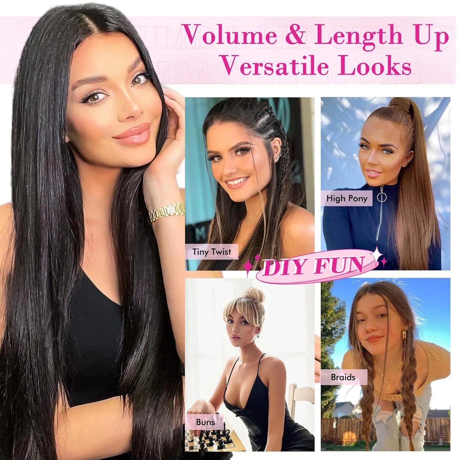 REECHO Hair Extensions, 11PCS Clip in Hair Extensions 24" Long Straight hair extensions HE005 Natural Soft Synthetic Hairpieces for Women – Light Blonde