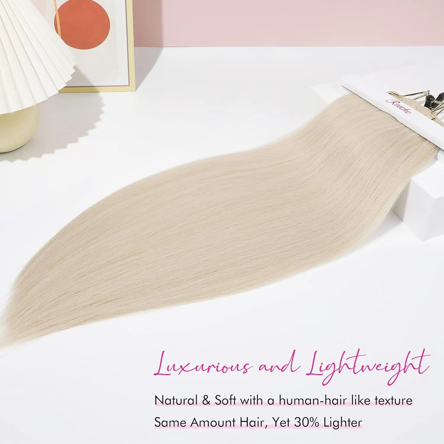 REECHO Hair Extensions, 11PCS Clip in Hair Extensions 24" Long Straight hair extensions HE005 Natural Soft Synthetic Hairpieces for Women – Light Blonde