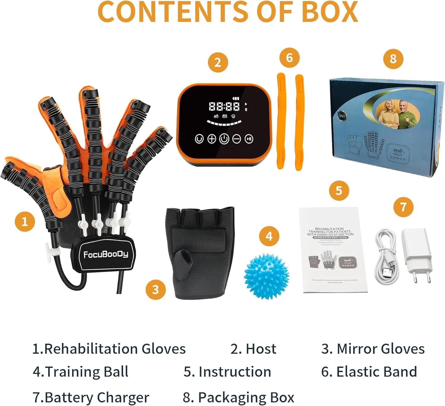 Rehabilitation Robot Gloves Equipment for Stroke Recovery, Hand Strength Exercise, and Adaptive Training Hemiplegic Finger with USB Chargeable Orange(Size S,Right Hand)
