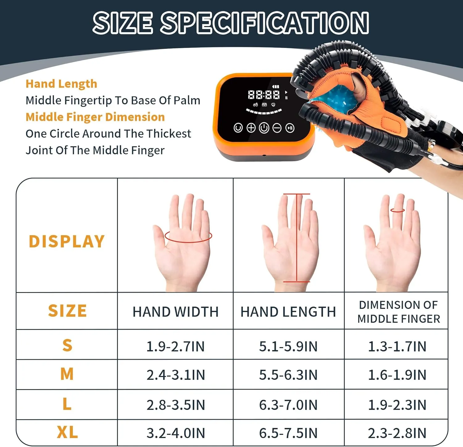 Rehabilitation Robot Gloves Equipment for Stroke Recovery, Hand Strength Exercise, and Adaptive Training Hemiplegic Finger with USB Chargeable Orange(Size S,Right Hand)