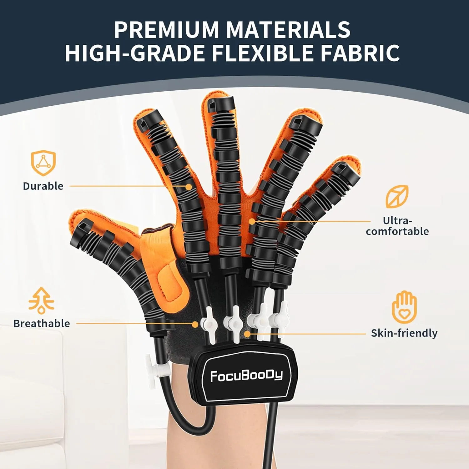 Rehabilitation Robot Gloves Equipment for Stroke Recovery, Hand Strength Exercise, and Adaptive Training Hemiplegic Finger with USB Chargeable Orange(Size S,Right Hand)
