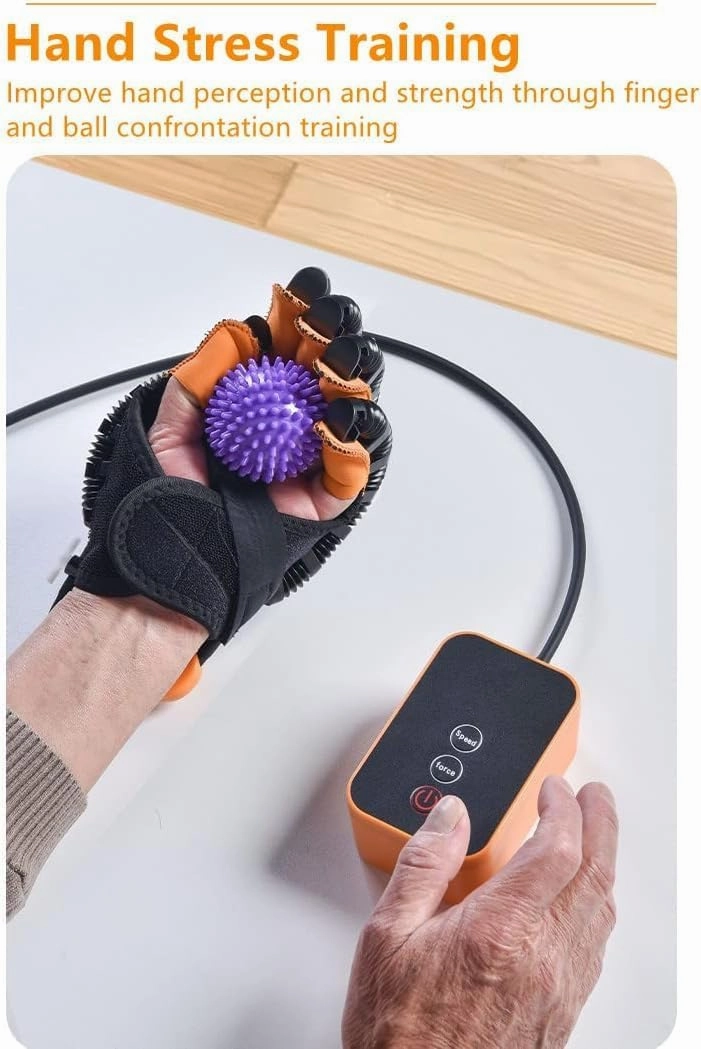 Rehabilitation Robot Glove for Stroke Patient, Hand Stroke Recovery Equipment with Portable Belt, USB Chargeable Fingers Strength Training Device for Hemiplegia