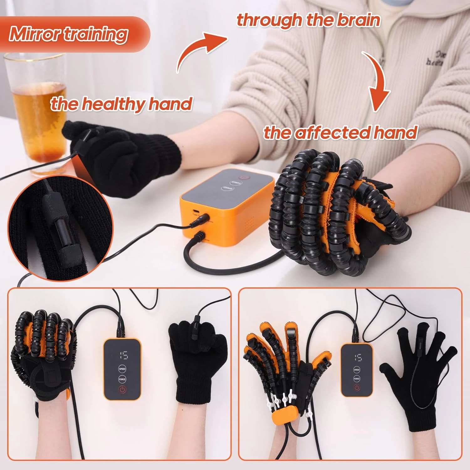 Rehabilitation Robot Gloves Hand Stroke Recovery Equipment with USB Chargeable