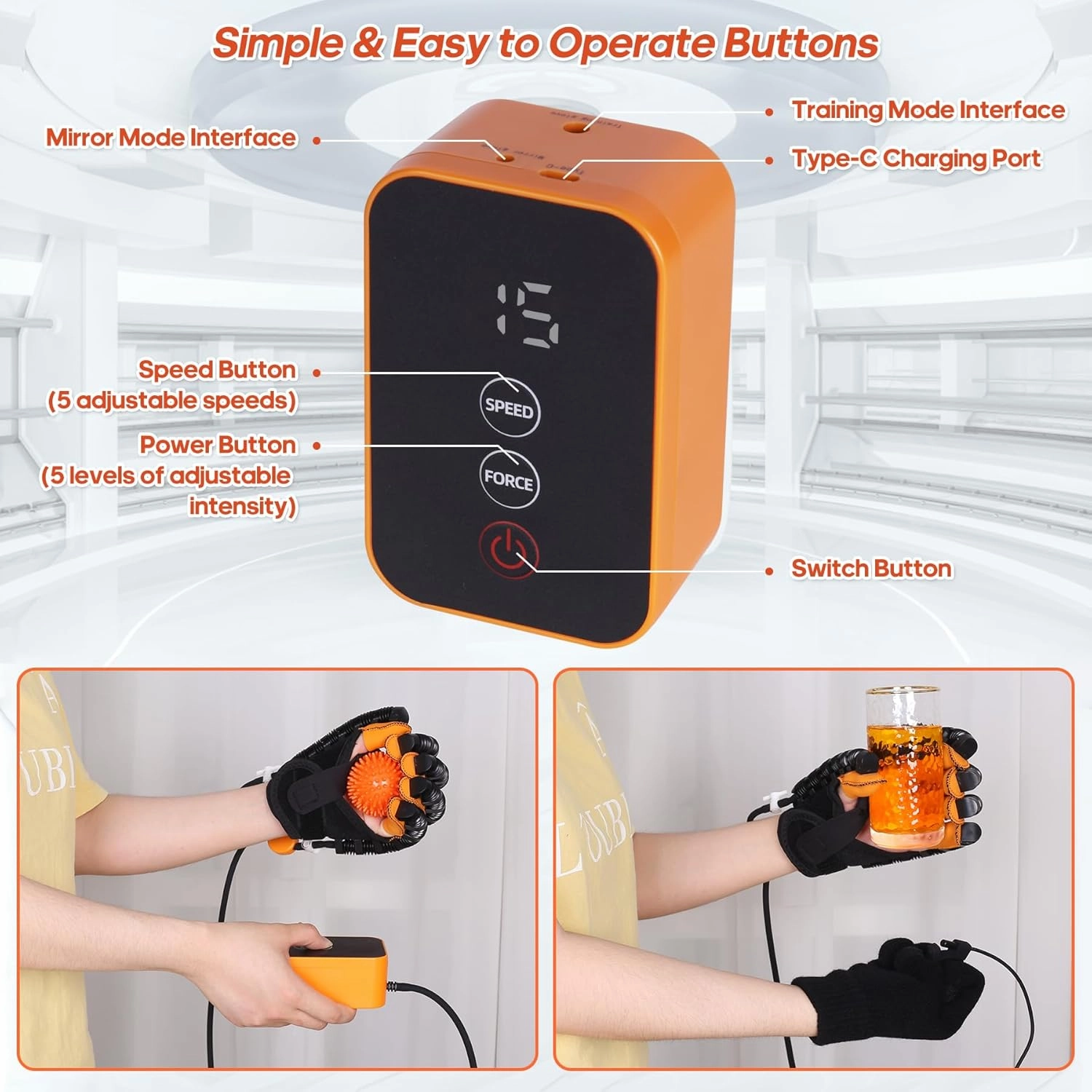 Rehabilitation Robot Gloves Hand Stroke Recovery Equipment with USB Chargeable