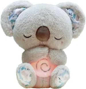 Relief Koala Breathing Stuffed Animal Baby Sound Machine Soother Koala Bear Anxiety with Sensory Details Music Lights Rhythmic Breathing Motion (Grey)