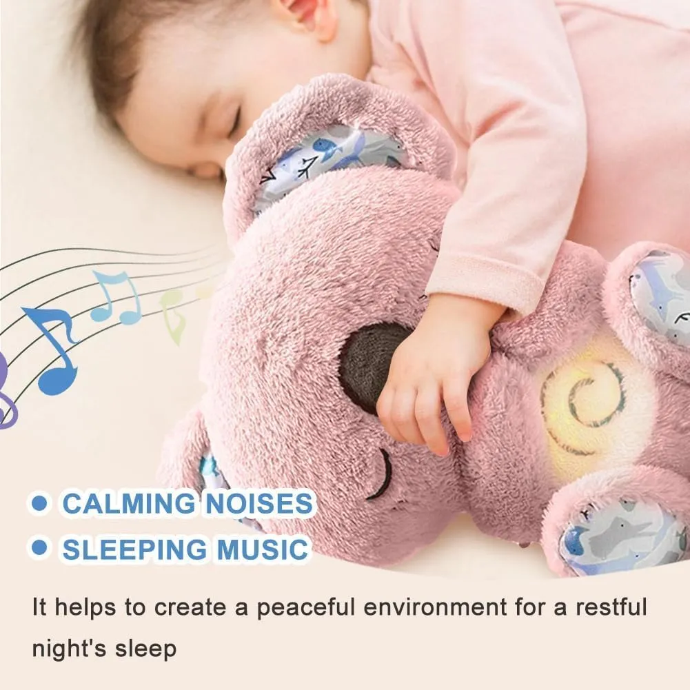 Relief Koala Breathing Stuffed Toy, Anxiety Relief Plush Animal with Musical Lights & Rhythmic Breathing Motion - New Year Gift Plush Figure Toys (Pink)