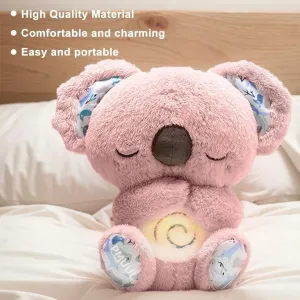 Relief Koala Breathing Stuffed Toy, Anxiety Relief Plush Animal with Musical Lights & Rhythmic Breathing Motion - New Year Gift Plush Figure Toys (Pink)