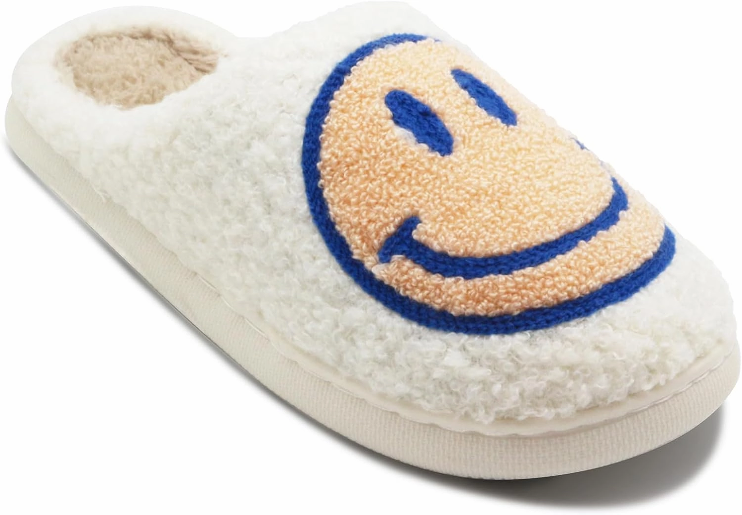 Retro Fuzzy Face Slippers for Women Men, Lightweight Slip-on Soft Fluffy Warm Couple Style Casual Cute Cozy Indoor Outdoor House Memory Foam Happy Face Slippers