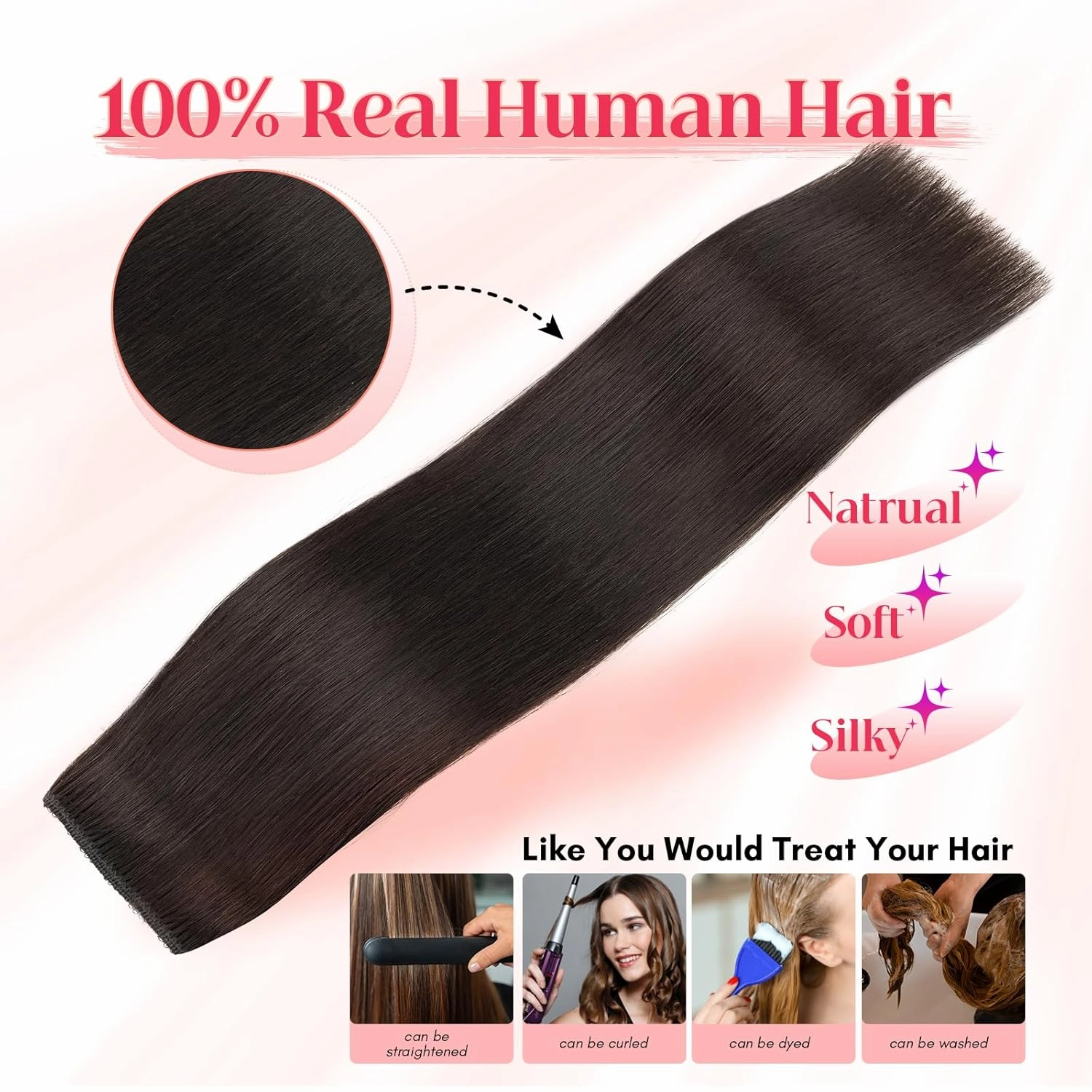Rich Choices Halo Hair Extensions Real Human Hair 100% Remy Human Hair Halo Extensions for Women Invisible Wire Hair Extensions 12 Inch #1B Natural Black