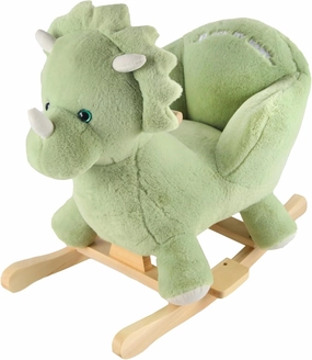 Rocking Horse Green Dinosaur with Chair, Plush Stuffed Animal Rocker, Baby Rocker with Sweet Music, Wooden Rocking Horse Baby Animal Rocker,CPC Certified