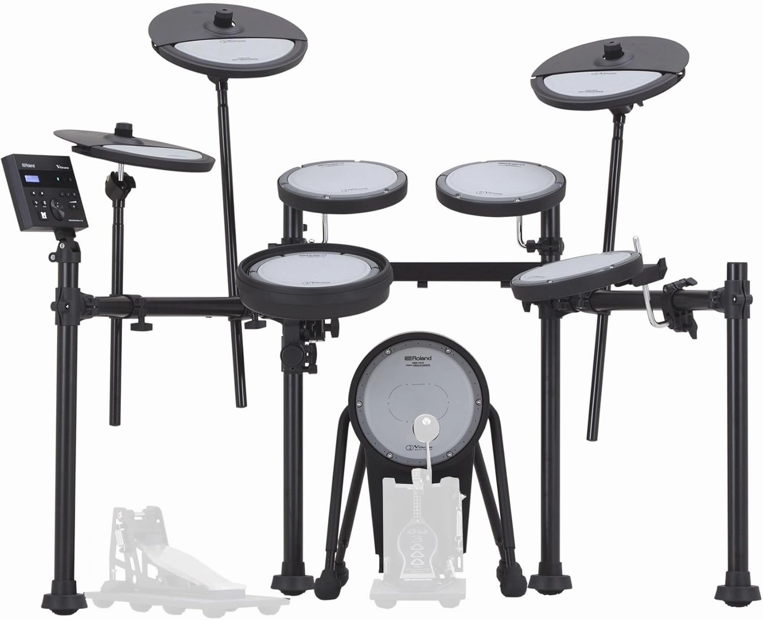 Roland VQD106 V-Drums Quiet Design Kit Bundle with Drum Throne, Cable, Drumsticks, Drumstick Bag, and Austin Bazaar Polishing Cloth