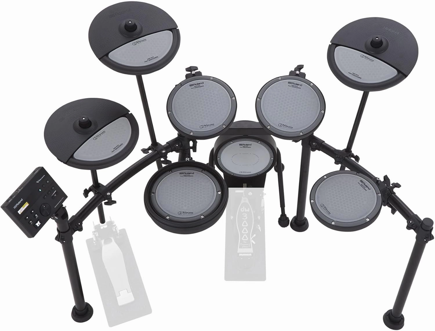Roland VQD106 V-Drums Quiet Design Kit Bundle with Drum Throne, Cable, Drumsticks, Drumstick Bag, and Austin Bazaar Polishing Cloth