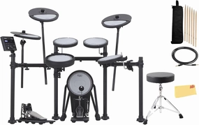 Roland VQD106 V-Drums Quiet Design Kit Bundle with Drum Throne, Cable, Drumsticks, Drumstick Bag, and Austin Bazaar Polishing Cloth