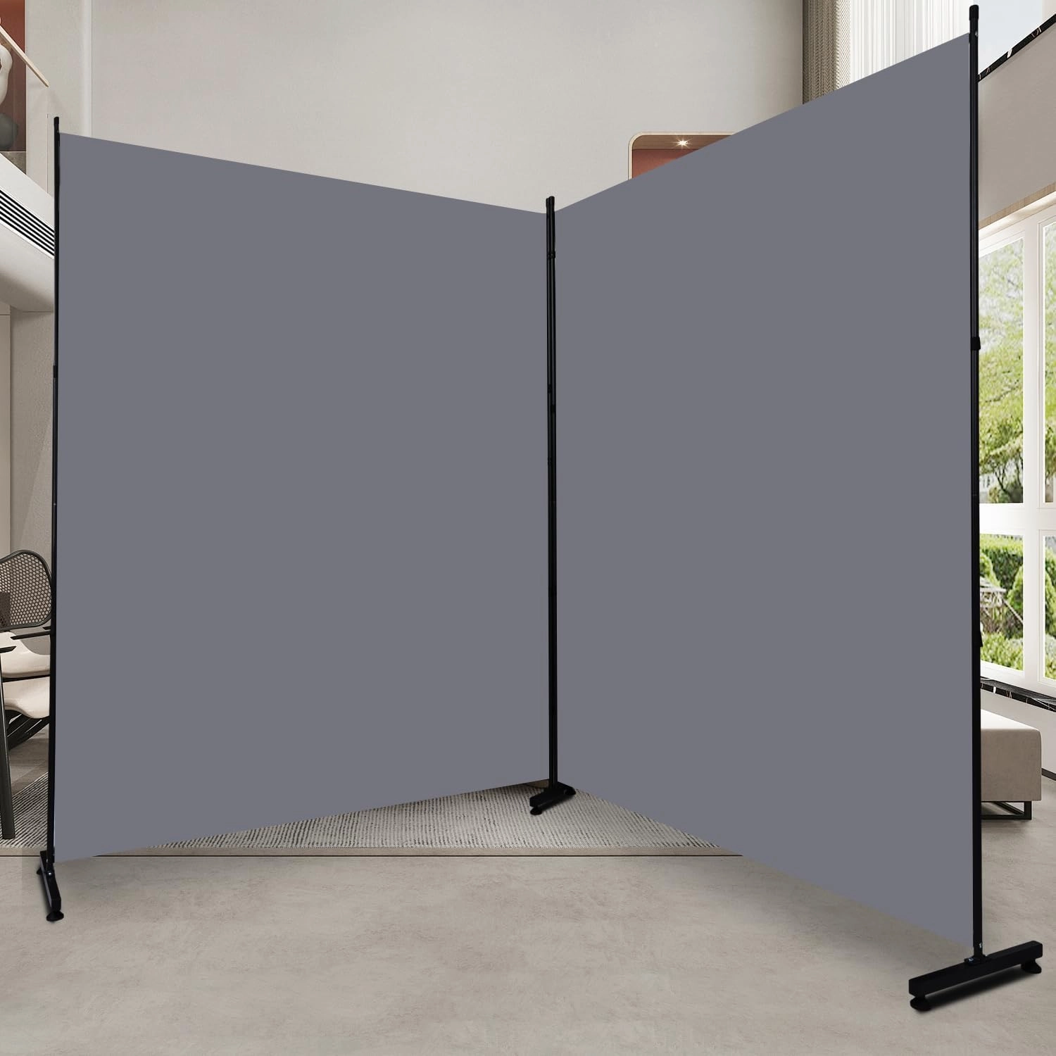 Room Divider 6FT 2 Panel Privacy Screen, 142'' Wide Fabric Indoor Room Divider Wall Divider for Room Separation, Portable Room Partitions and Dividers Freestanding Temporary Wall Room Separators