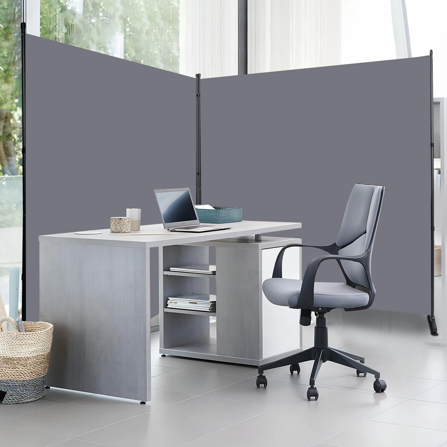 Room Divider 6FT 2 Panel Privacy Screen, 142'' Wide Fabric Indoor Room Divider Wall Divider for Room Separation, Portable Room Partitions and Dividers Freestanding Temporary Wall Room Separators