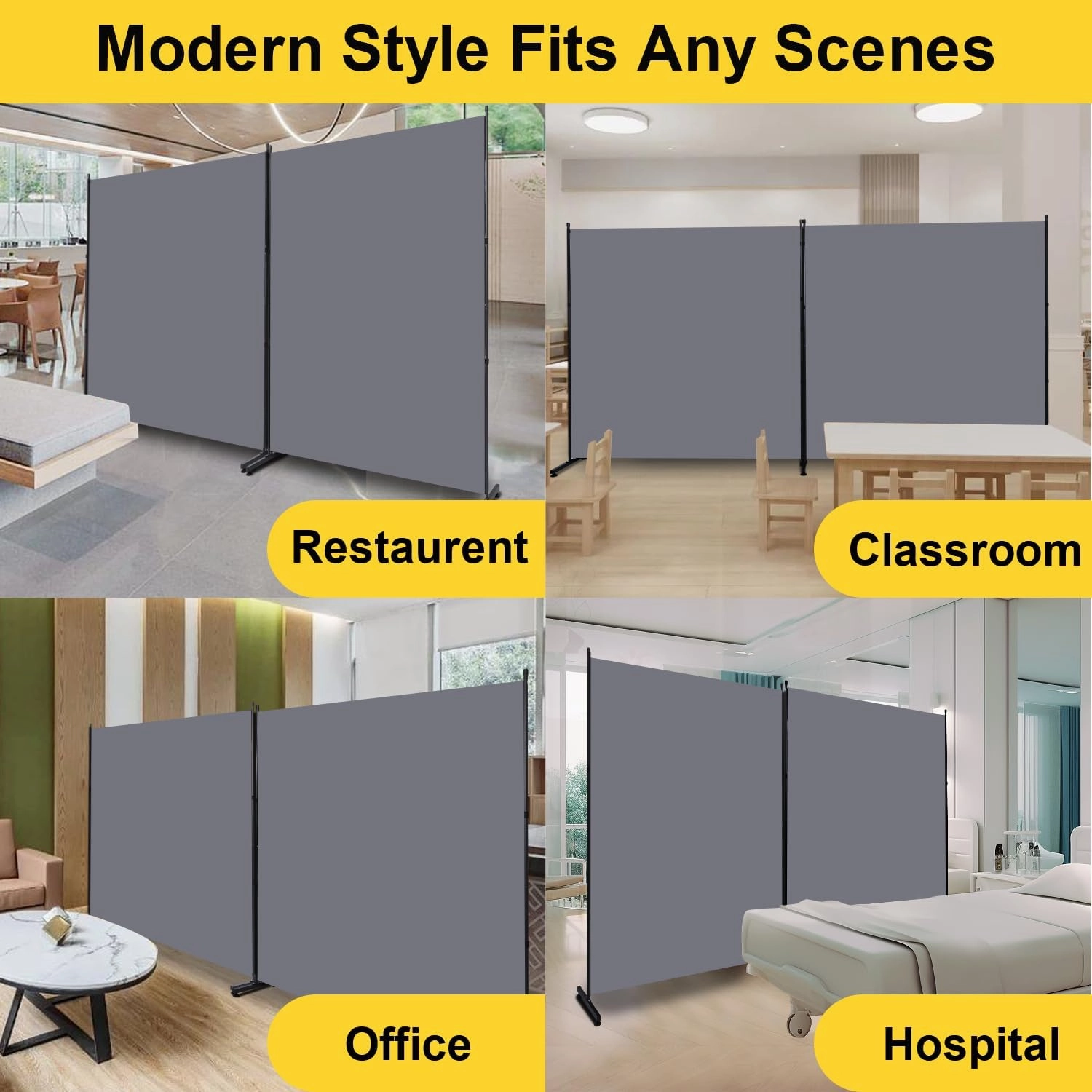 Room Divider 6FT 2 Panel Privacy Screen, 142'' Wide Fabric Indoor Room Divider Wall Divider for Room Separation, Portable Room Partitions and Dividers Freestanding Temporary Wall Room Separators