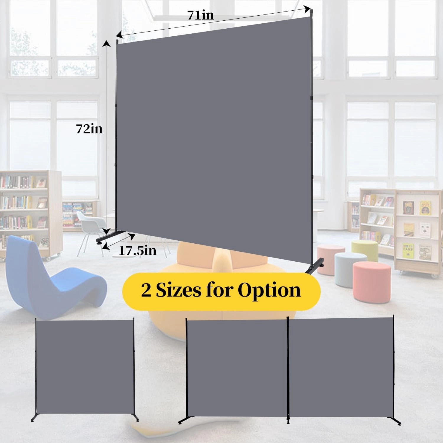 Room Divider 6FT 2 Panel Privacy Screen, 142'' Wide Fabric Indoor Room Divider Wall Divider for Room Separation, Portable Room Partitions and Dividers Freestanding Temporary Wall Room Separators