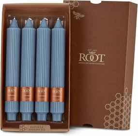 Root Candles Unscented Dinner Candles Premium Beeswax Blend Boxed Candle Set, 9-Inch, Williamsburg Blue, 4-Count
