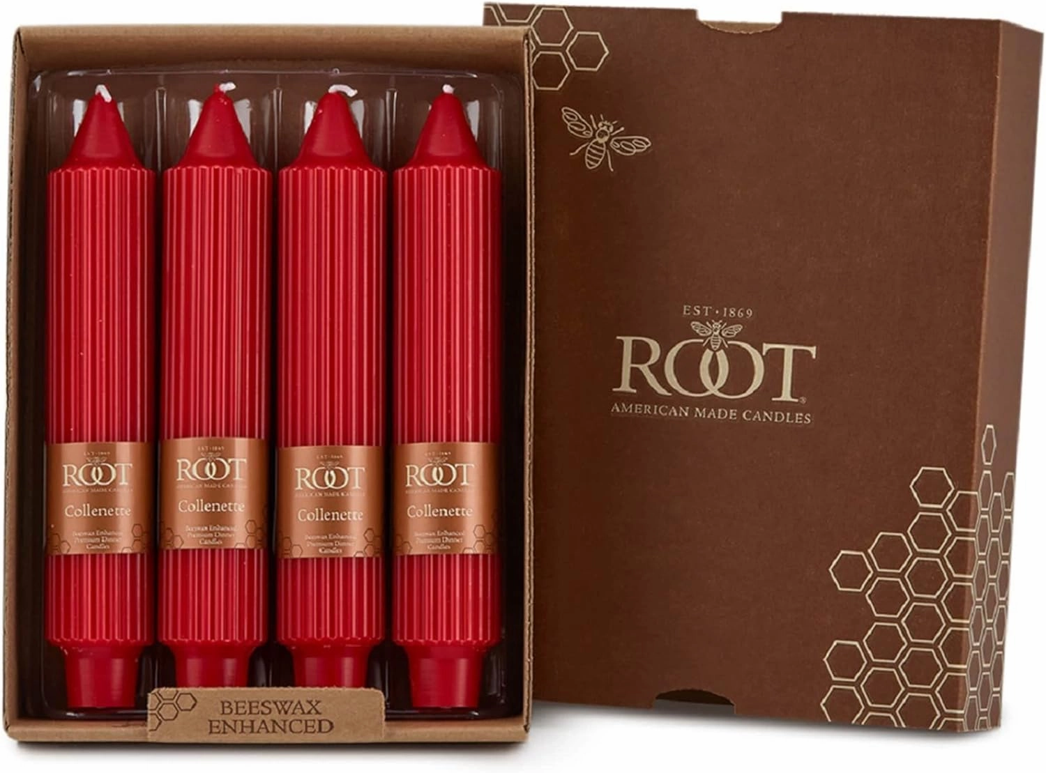 Root Candles Unscented Dinner Candles Premium Beeswax Blend Boxed Candle Set, 9-Inch, Williamsburg Blue, 4-Count