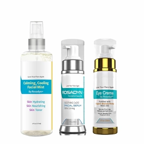 Rosacea Skin Care Trio - CoQ10 Serum, Eye Cream, Toner-Mist | For Sensitive Skin, Face Redness, Fine Lines and Hydration by Rosadyn 