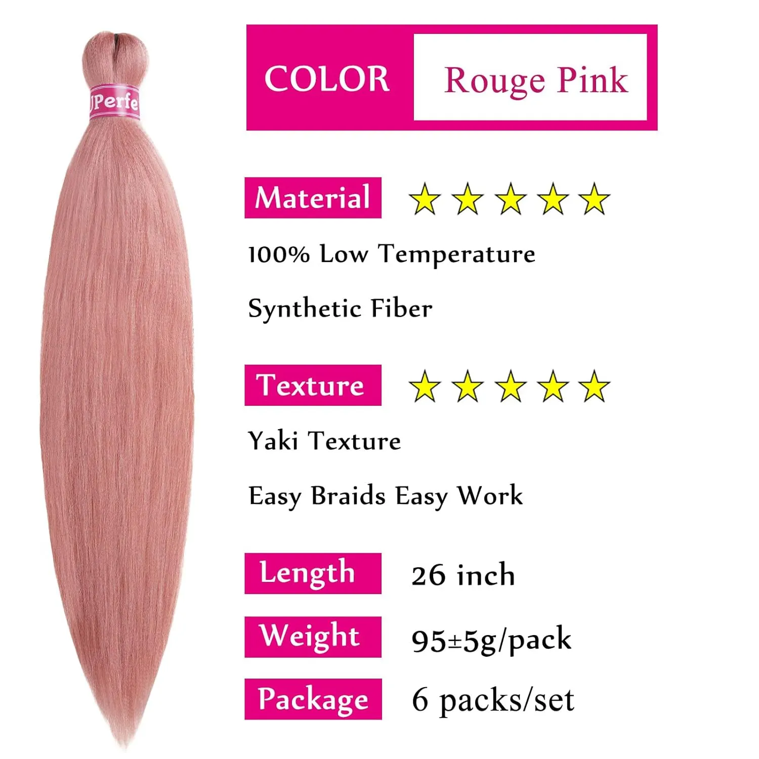 Rose Gold Braiding Hair Extensions for Braids Kanekalo Braiding Hair Pre Stretched Kids Knotless Jumbo Colored Prestretched Braiding Hair 26 inch 6 Bundles