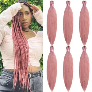 Rose Gold Braiding Hair Extensions for Braids Kanekalo Braiding Hair Pre Stretched Kids Knotless Jumbo Colored Prestretched Braiding Hair 26 inch 6 Bundles