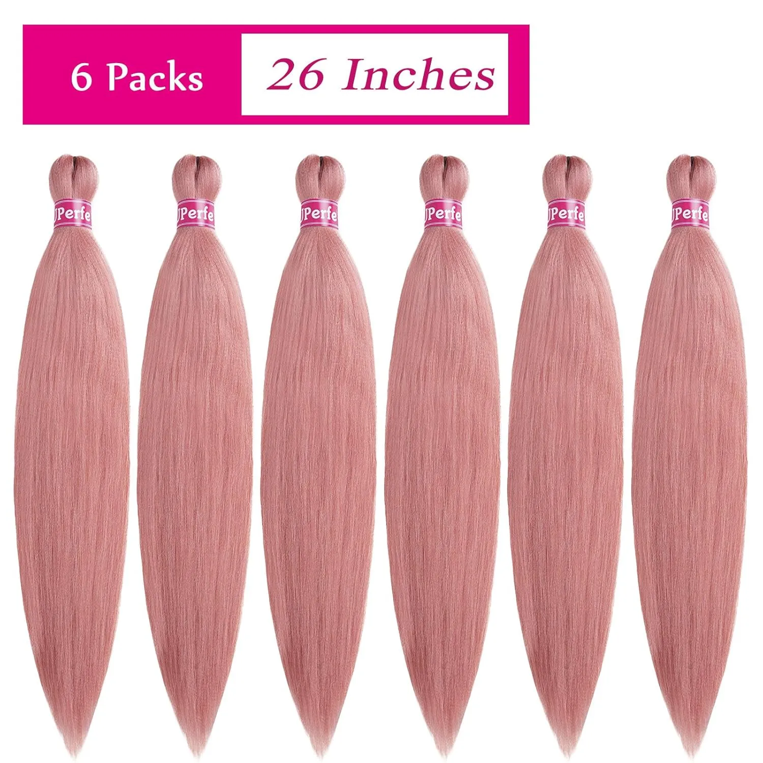 Rose Gold Braiding Hair Extensions for Braids Kanekalo Braiding Hair Pre Stretched Kids Knotless Jumbo Colored Prestretched Braiding Hair 26 inch 6 Bundles