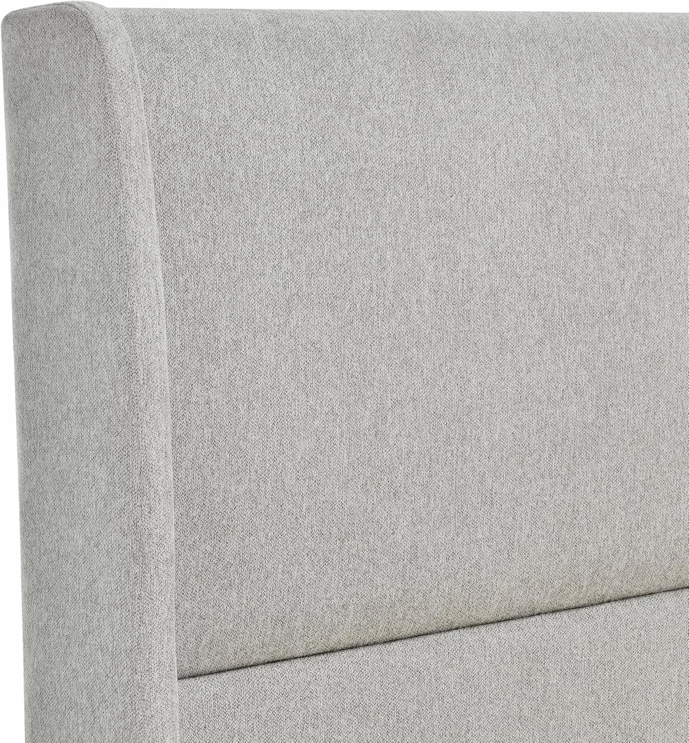 Roundhill Furniture Arles 3-Piece Upholstered Bedroom Set, Wingback Platform Bed with Two Nightstands, Light Gray Fabric, King