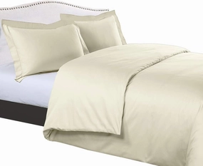 Royal Tradition Solid 300-Thread-Count, 100-Percent Cotton Full/Queen, 3PC Duvet Cover Set with Buttons Enclosure, Ivory