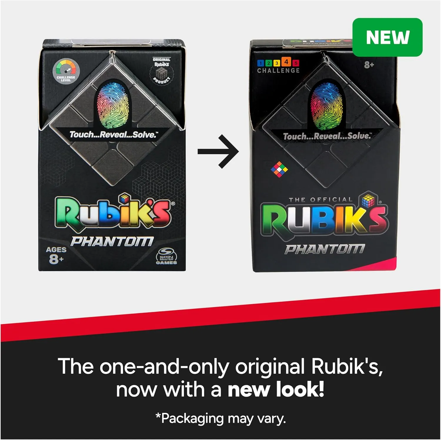 Rubik’s Cube, Phantom, 3x3 Cube Advanced Technology Difficult 3D Puzzle Travel Game Stress Relief Fidget Toy Activity Cube for Adults & Kids Ages 8 