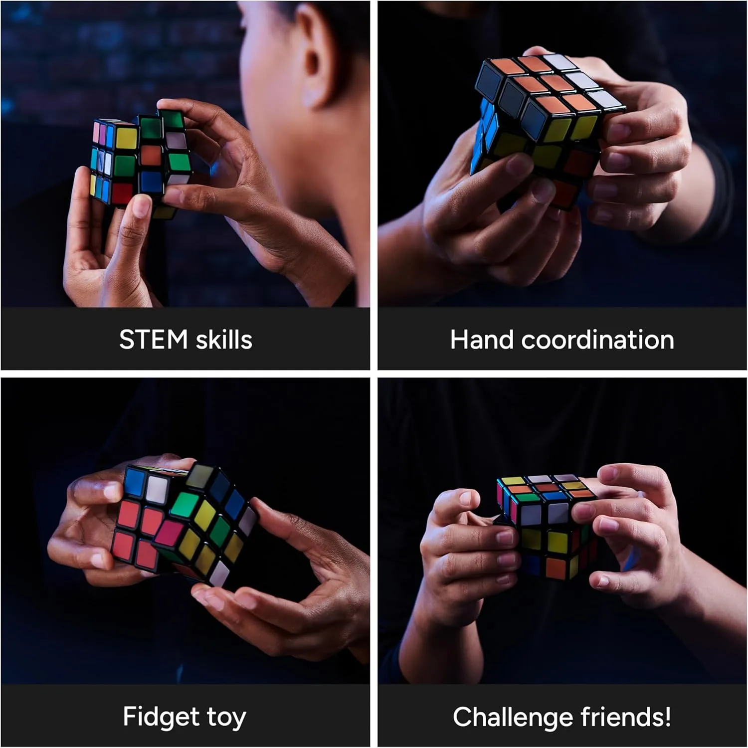 Rubik’s Cube, Phantom, 3x3 Cube Advanced Technology Difficult 3D Puzzle Travel Game Stress Relief Fidget Toy Activity Cube for Adults & Kids Ages 8 