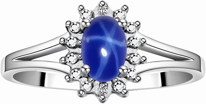 Rylos 14K White Gold Classic Halo Ring: Diamonds, 6X4MM Oval Gemstone - Birthstone Jewelry for Women - Stunning Diamond Gold Ring Sizes 5-10