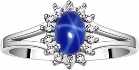 Rylos 14K White Gold Classic Halo Ring: Diamonds, 6X4MM Oval Gemstone - Birthstone Jewelry for Women - Stunning Diamond Gold Ring Sizes 5-10