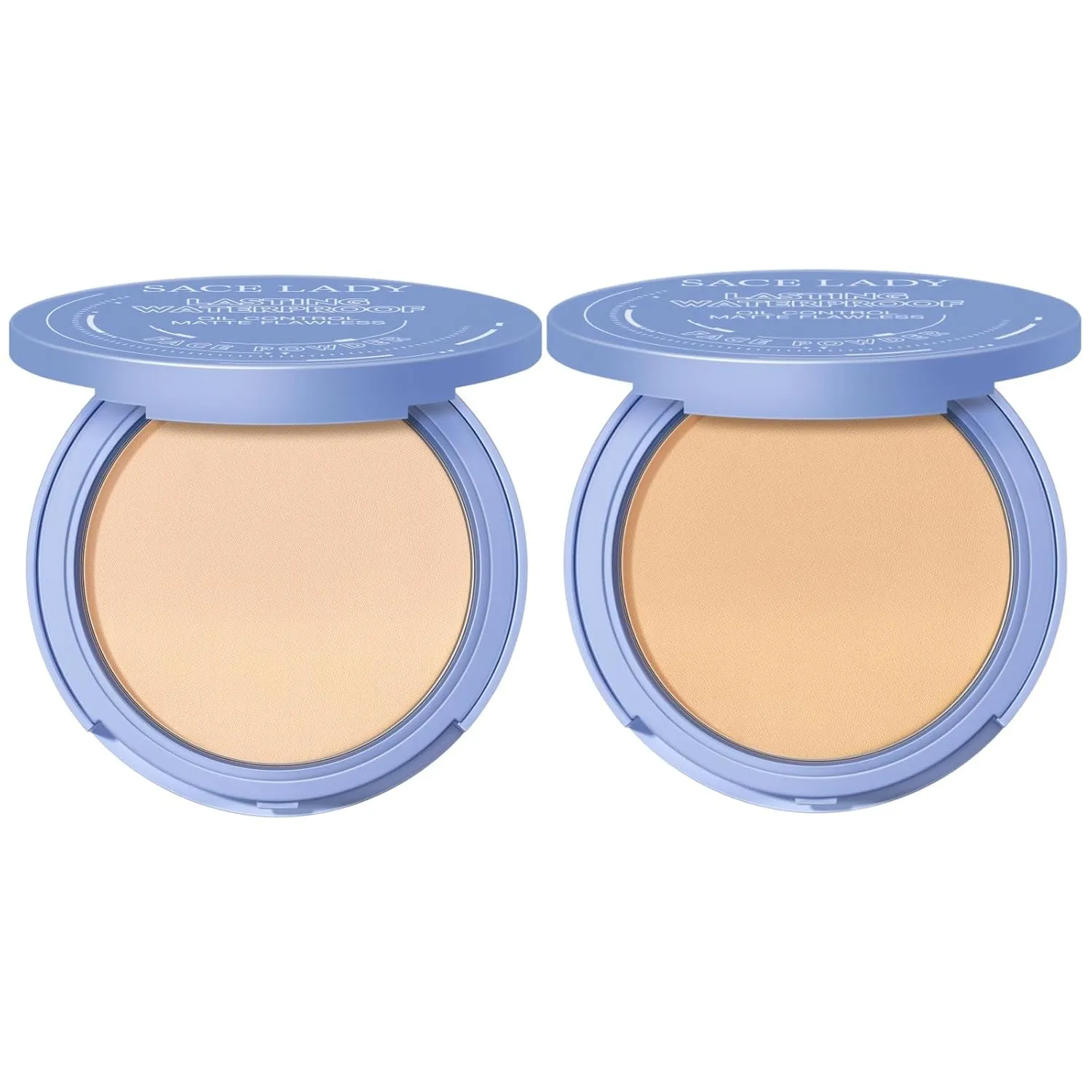 SACE LADY Setting Powder Waterproof Long Lasting Oil Control Finishing Face Compact Powder Matte Finish, Blurring Pores, Flawless Women Makeup 2Pcs