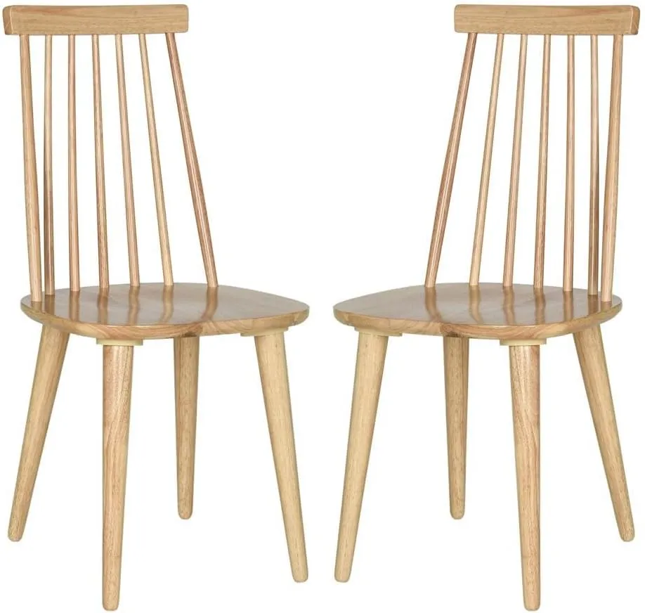 Safavieh American Homes Collection Burris Country Farmhouse Natural Spindle Side Chair, Wood (Set of 2)